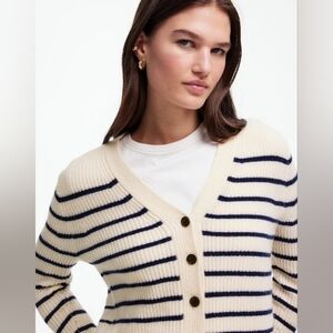 Madewell SoftWool V-Neck Cardigan in Stripe